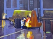 "Train Station," 9 x 12 inches. Oil. Sold.