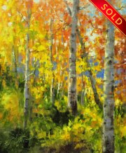 "Aspen Waltz," 12 x 10 inches, Oil. Sold.