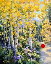 "Asters and Aspen," 30 x 24 inches, oil. Sold.