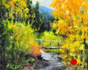 "Bridge," 8 x 10 inches. Oil. Sold.