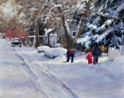 "First Tracks," 18 x 22 inches. Oil. Sold.