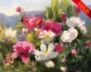 "In the Peonies," 8 x 10 inches, Oil. Sold.