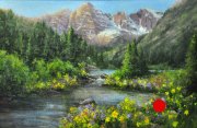 "Maroon Bells Spring," 20 x 30 inches. Oil. Sold.