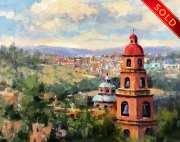 "Rooftop View," 8 x 10 inches, Oil. Sold.