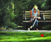 "Time to Read," 10 x 12 inches. Oil. Sold.