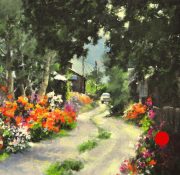 "Up the Alley," 16 x 16 inches. Oil. Sold.