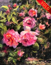 "Giverny Roses," 14 x 11 inches, Oil. Sold.