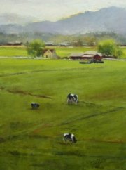 "Dairy Land Daybreak," 16 x 12 inches. Oil.